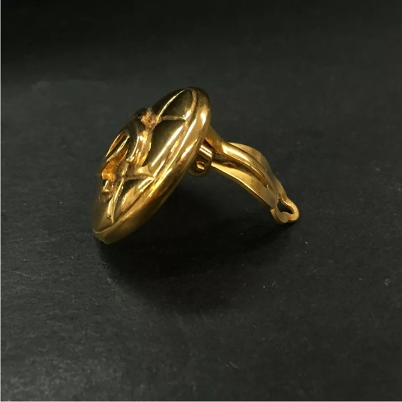CHANEL CC Logo Matelasse Gold Tone Earrings - Picture 7 of 9